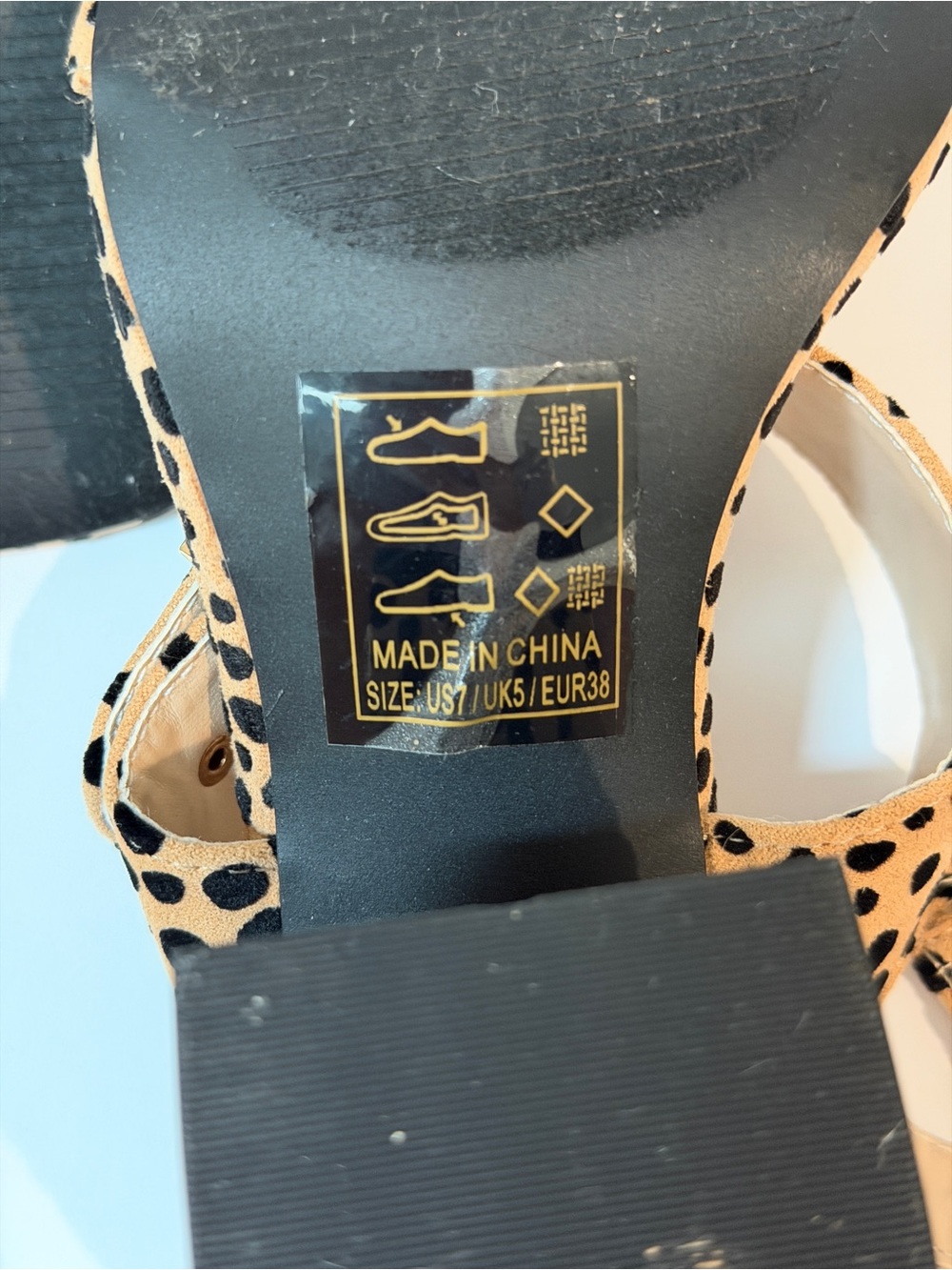 Tan & Black Leopard Print Suede Block Heels - Picture 15 of 16